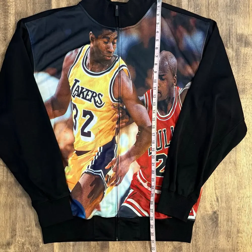 SMX Jordan Johnson Bomber Jacket Y2K Bulls Lakers Basketball Black Unisex 2XL
